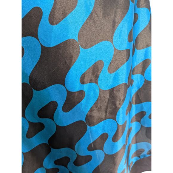 Ruched Y2K Ocean Ogee Scarf Hem Asymmetrical Satin Dress - Picture 10 of 12